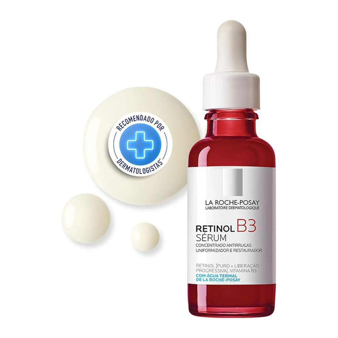 Solução curada: Sérum Facial Antirrugas com Vitamina B3, Água Termal e Retinol Puro, Efeito Uniformizador e Restaurador para Todos os Tipos de Pele